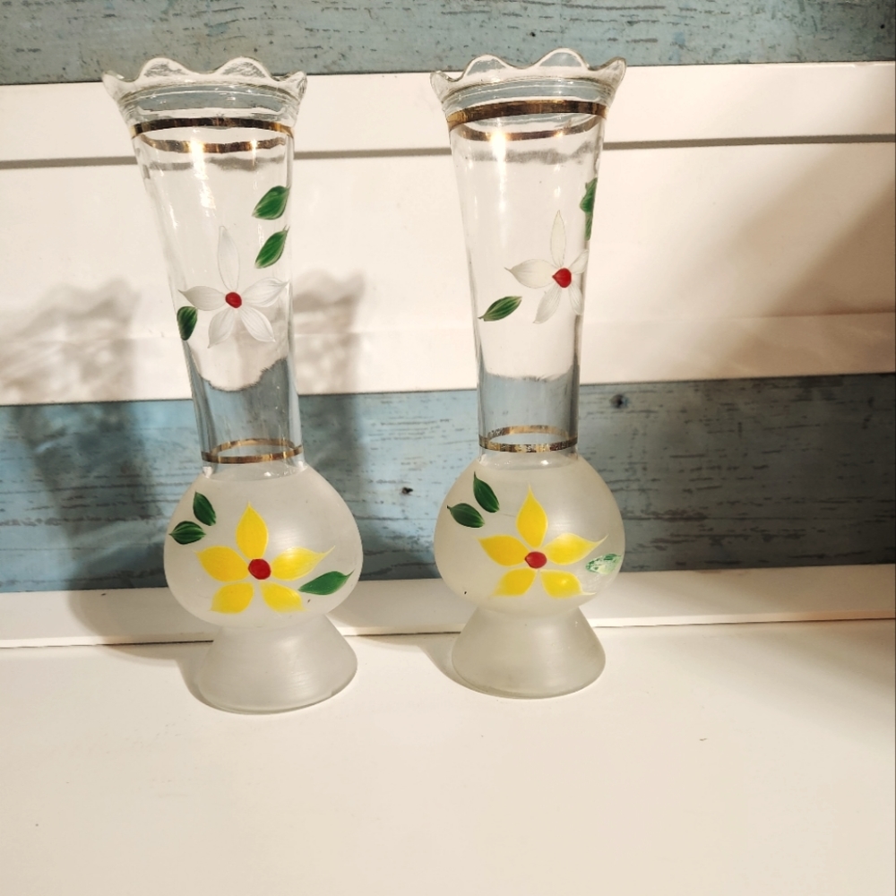 Vintage hand painted frosted vase's Barlett Collins